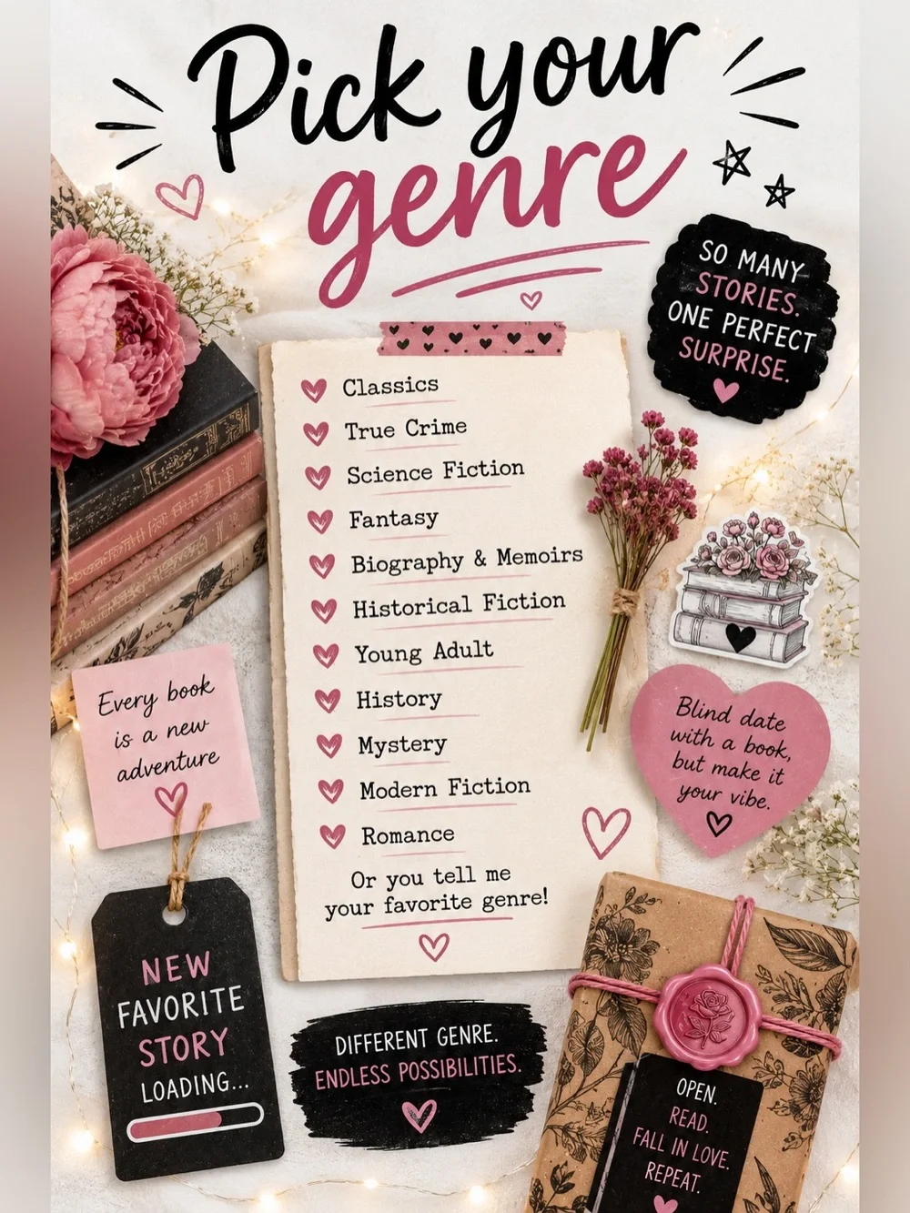 Blind Date With a Book Gift Set - You Pick Genre, Great Gift for Book Lovers!